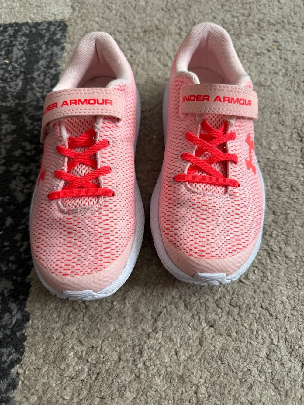 Under Armour Kids Coral Pink Mesh Sneakers with Bright Pink Accents